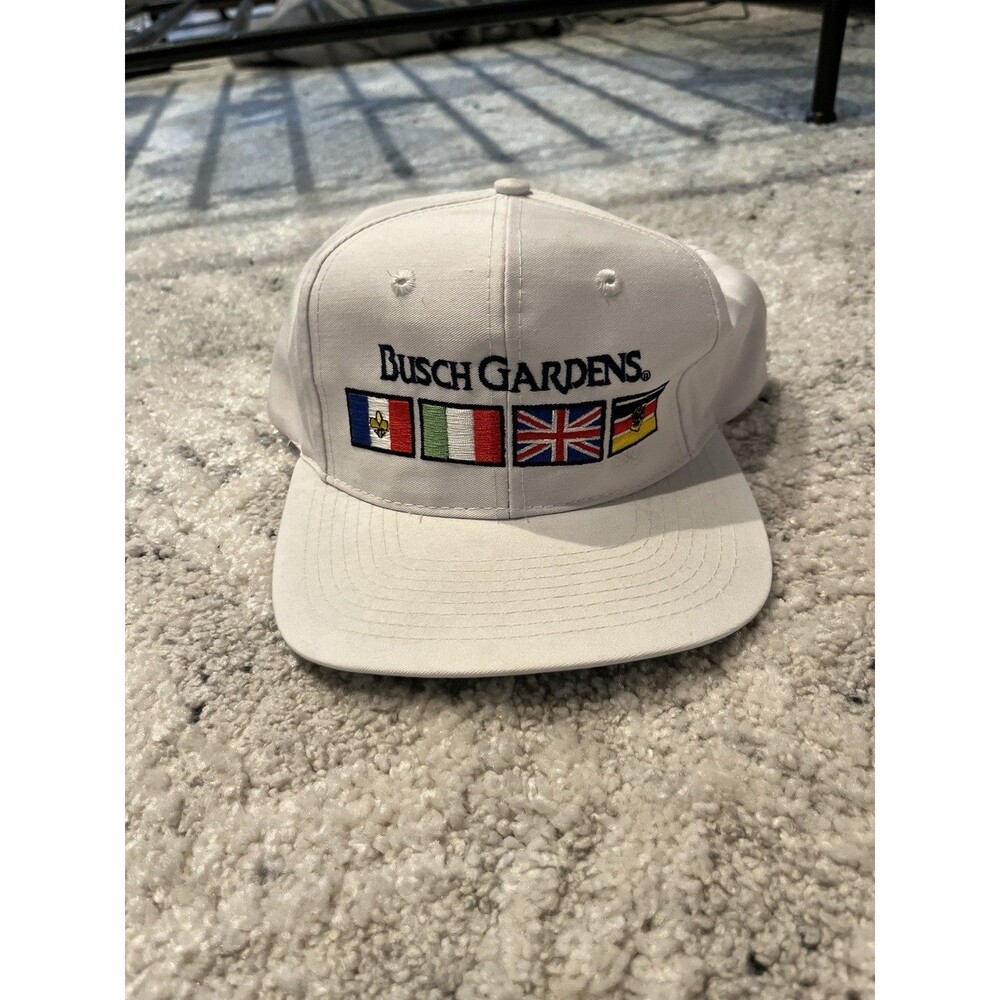 VINTAGE Busch Gardens Hat Mens One Size with Flags